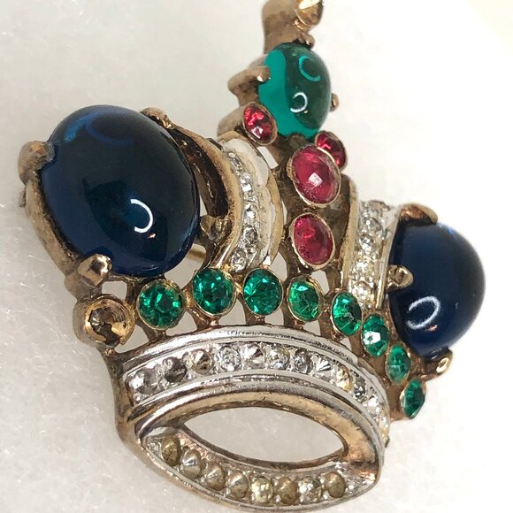 Vintage TRIFARI Sterling Silver Crown BroochAlfred Philippe 1944 Pat. #137542